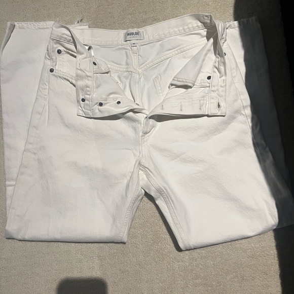 white wide leg agolde jeans - Picture 2 of 3